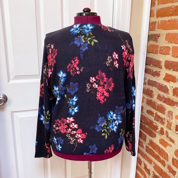 NWT Lord & Taylor Floral Printed 100% Cashmere Cardigan Sweater - Picture 4 of 5